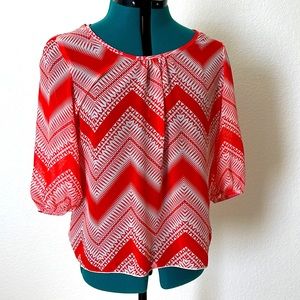 Orange and white chevron summer blouse
